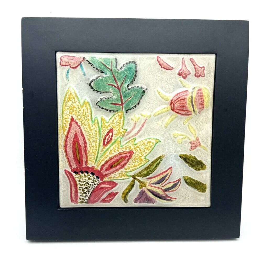 Black Framed Wall Art Paul Mitchell Floral 14 x 14 Colorful Print Tile